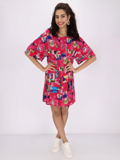 OR Dresses & Jumpsuits Batwing Short Printed Dress