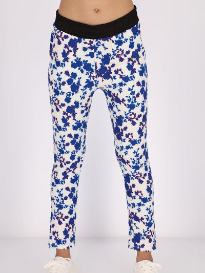 OR Pants & Leggings WHITE / S Floral Casual Pants with Elasticized Waist