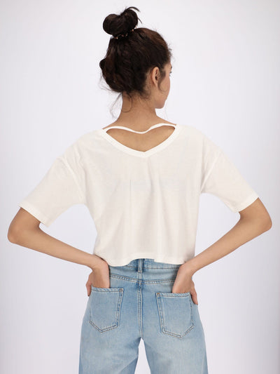 OR Tops & Blouses Front Embroidered Text Short Sleeve Top