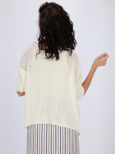 OR Jackets & Cardigans WHITE / Os Open Stitch Cardigan with Asymmetric Hem