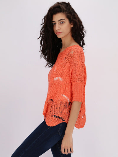 OR Knitwear Corydalis Blue / Os Open Stitch Sweater with Asymmetric Hem