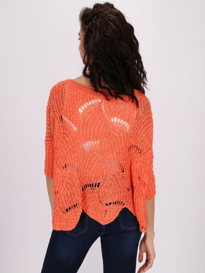 OR Knitwear Corydalis Blue / Os Open Stitch Sweater with Asymmetric Hem