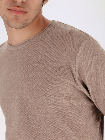 Daniel Hechter Knitwear Beige / L Plain Round Neck Piquet Knitwear