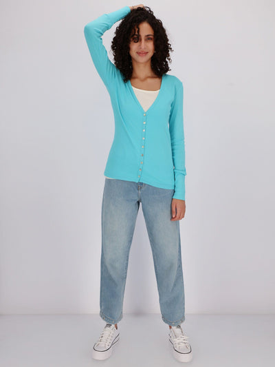 OR Jackets & Cardigans Basic Buttoned Jumper with V Neck