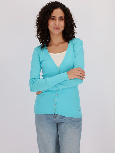 OR Jackets & Cardigans Capri / L Basic Buttoned Jumper with V Neck