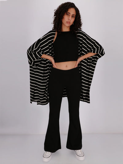 OR Jackets & Cardigans BLACK / SM Batwing Sleeves Striped Kimono