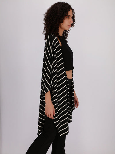 OR Jackets & Cardigans BLACK / SM Batwing Sleeves Striped Kimono