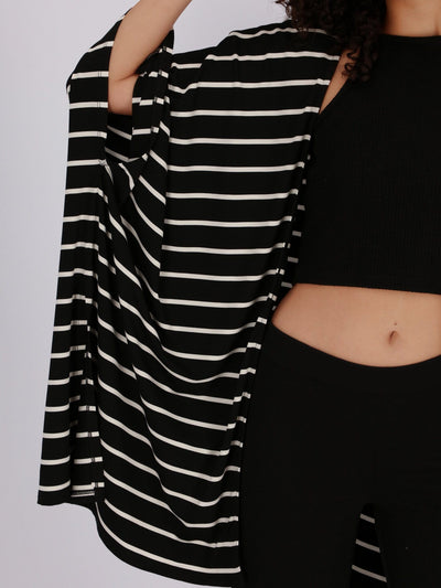 OR Jackets & Cardigans BLACK / SM Batwing Sleeves Striped Kimono