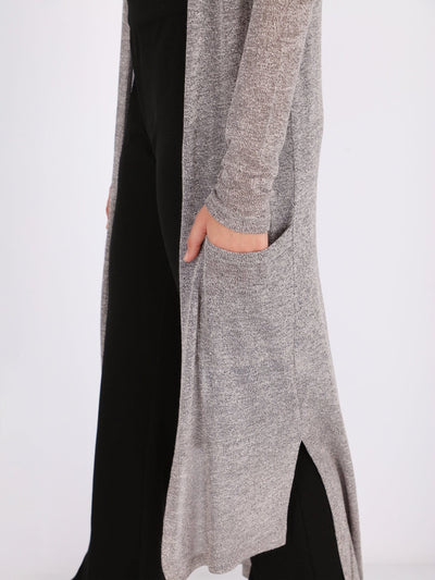 OR Jackets & Cardigans Heather Medium Grey / LXL Long Open Cardigan