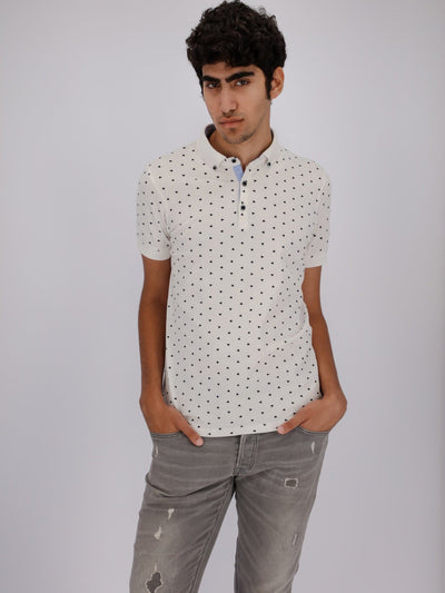 OR Polos All-Over Print Turned-Down Collar Short Sleeve Polo Shirt