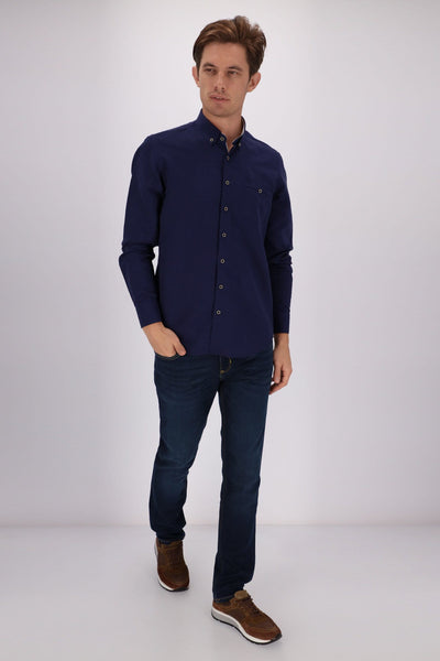 Daniel Hechter Shirts DARK NAVY / S Pin Check Herringbone Long Sleeve Shirt