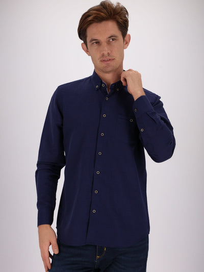 Daniel Hechter Shirts Pin Check Herringbone Long Sleeve Shirt