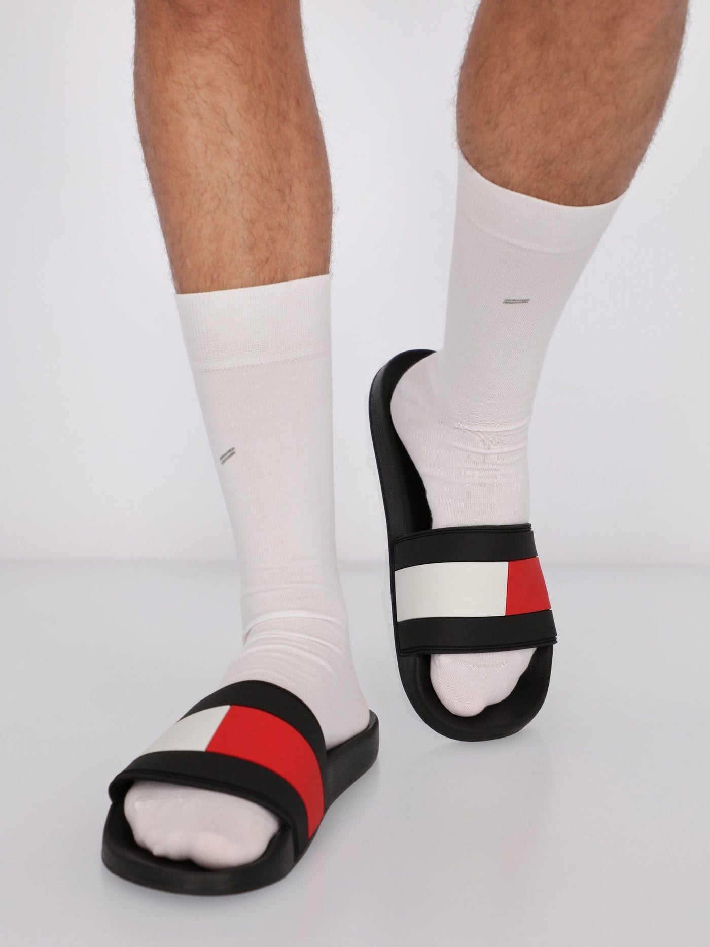 Tommy Hilfiger Sliders & Flipflops Dark Ash / 43 Color-Block Tommy Hilfiger Flag Sandals