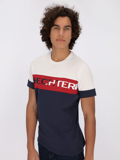 Daniel Hechter T-Shirts Red / S Color Block Printed Short Sleeve T-Shirt