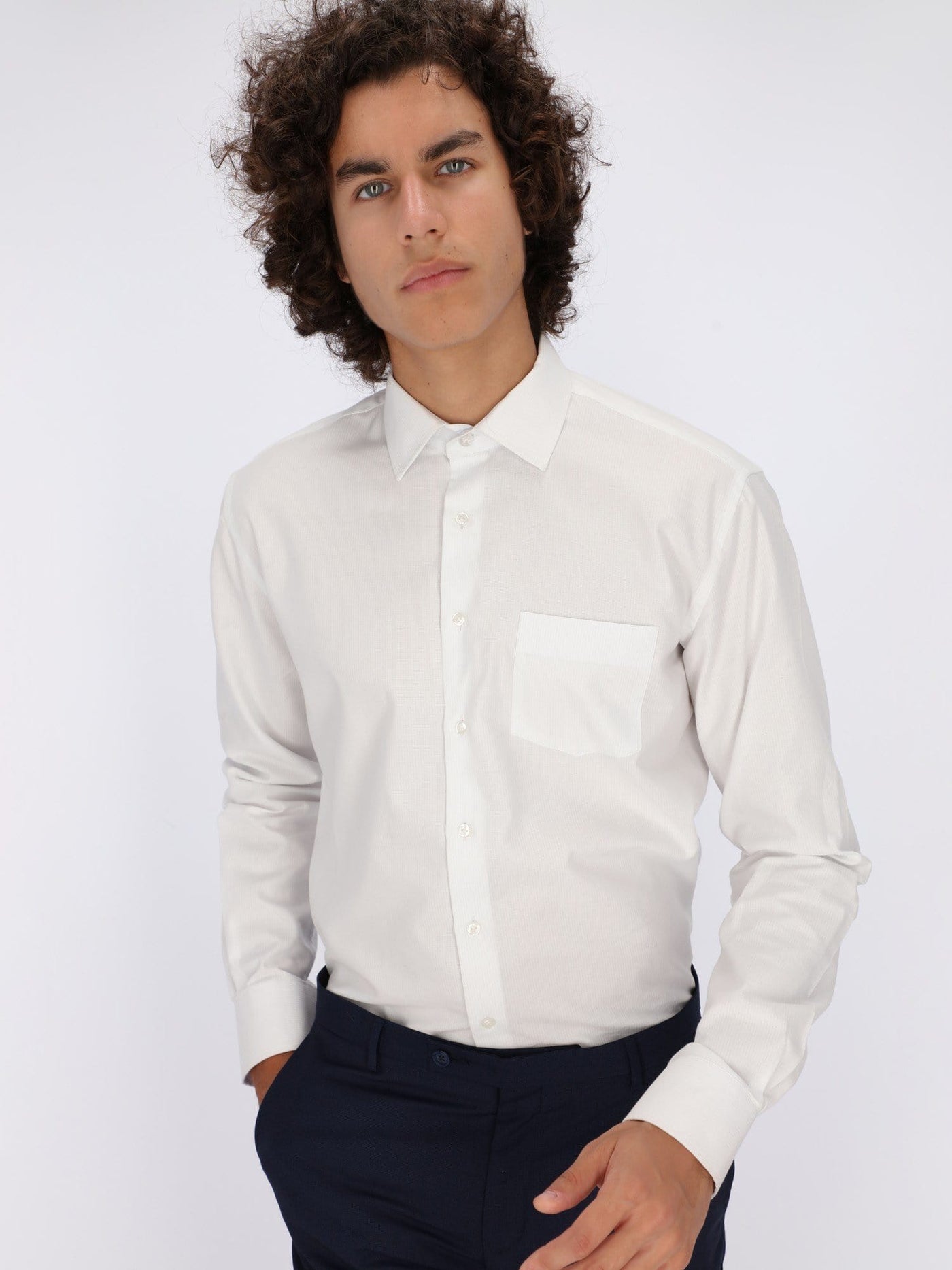 Daniel Hechter Shirts White / 40 Long Sleeve Front Pocket Shirt