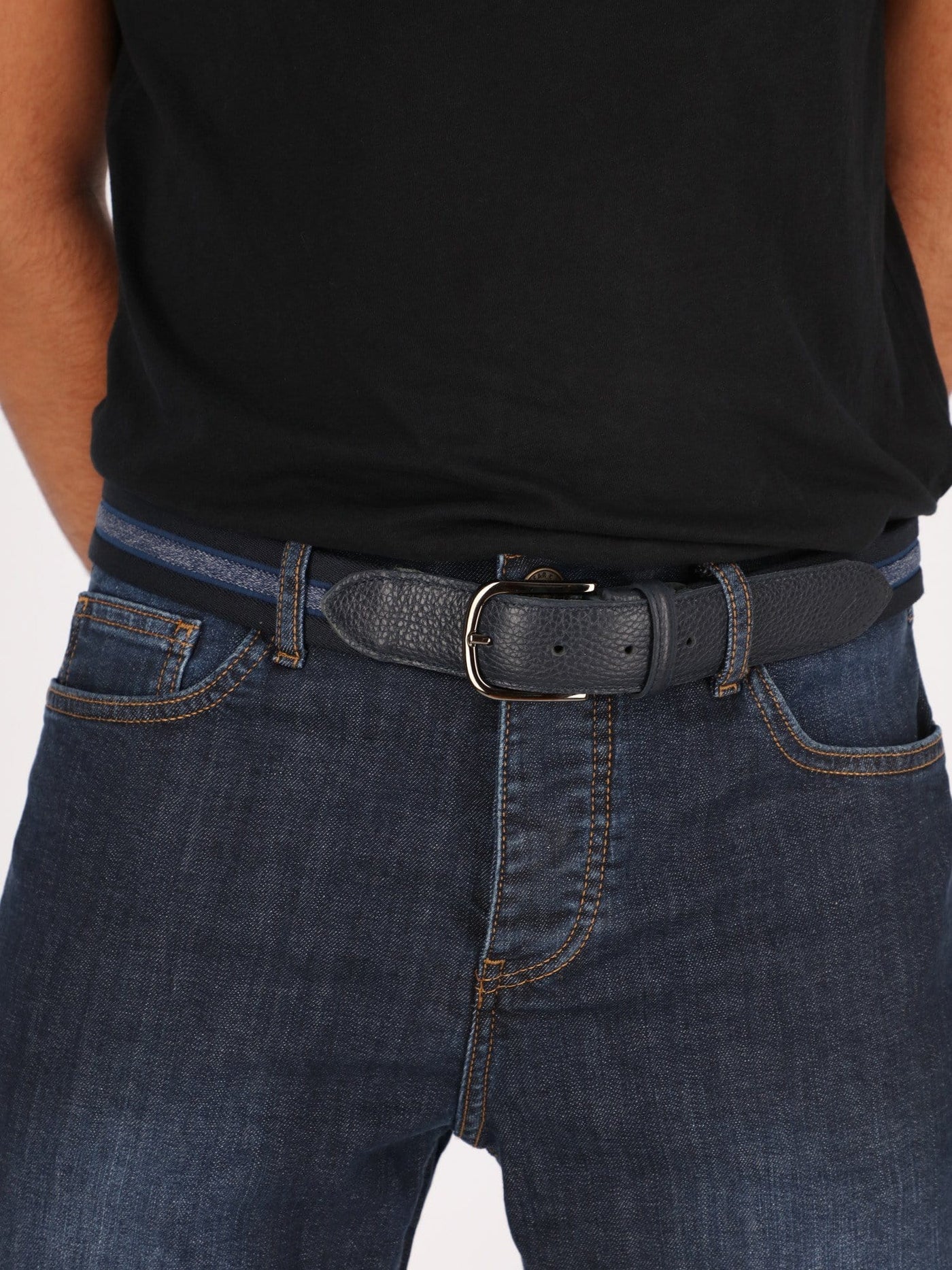 Daniel Hechter Belts Navy / 105 Tab & Buckle Stretch Surcingle Belt