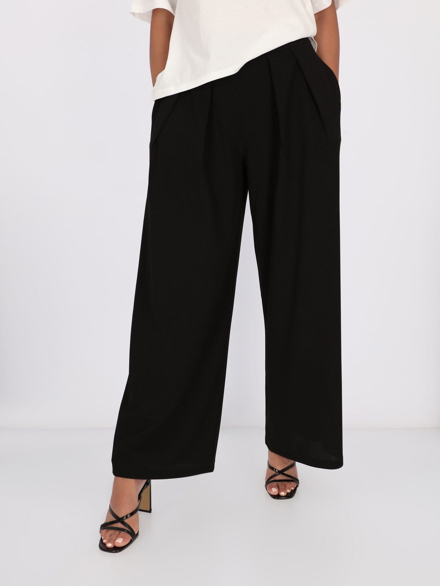 OR Pants & Leggings Black / L Front Side Pleats Wide Leg Pants