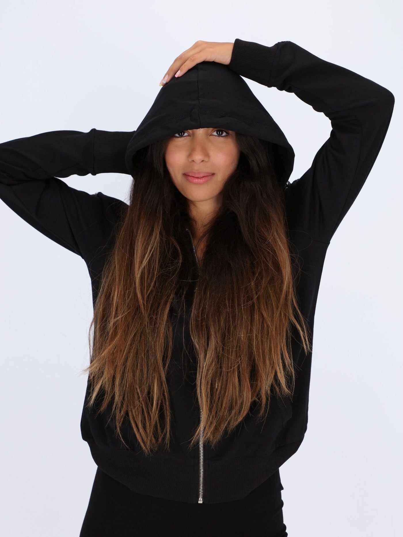 OR Sweatshirts & Hoodies Shoulder Trim Detail Zipper Hoodie