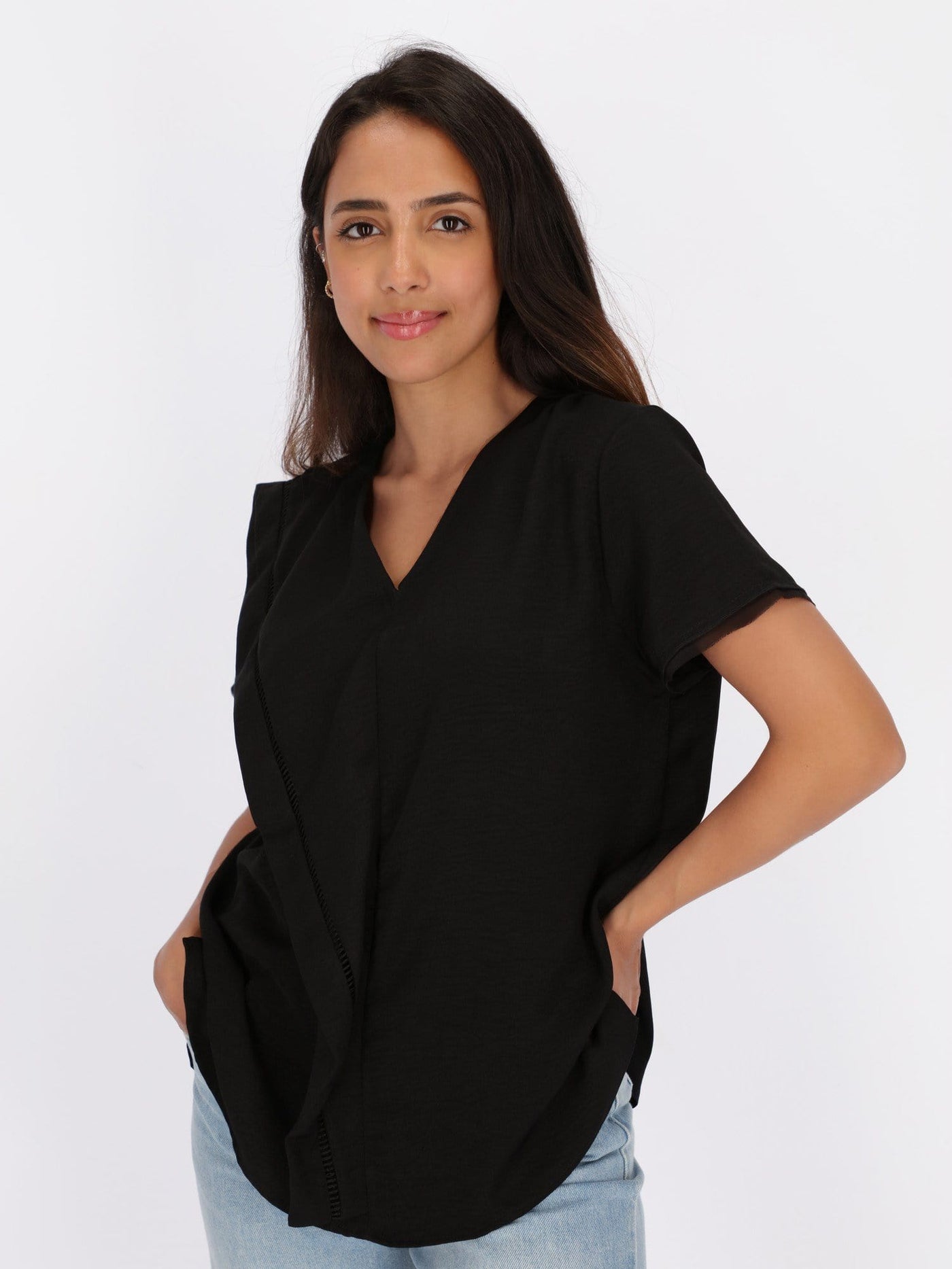 OR Tops & Blouses Black / L Blouse with Front Special Ruffle