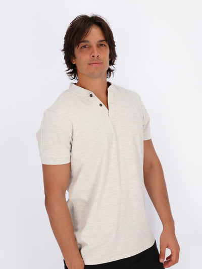 OR Polos White / L Grandad Collar Polo Shirt