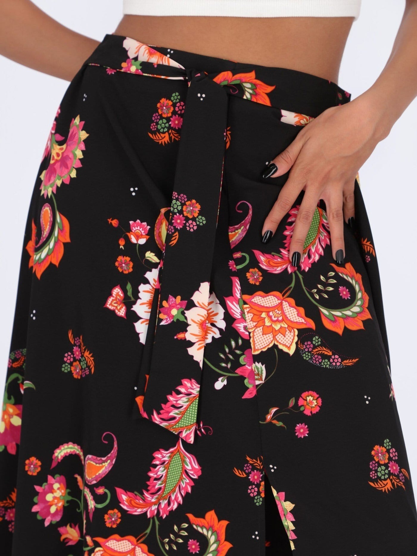 OR Skirts & Shorts Floral Print Long Skirt with Waistband