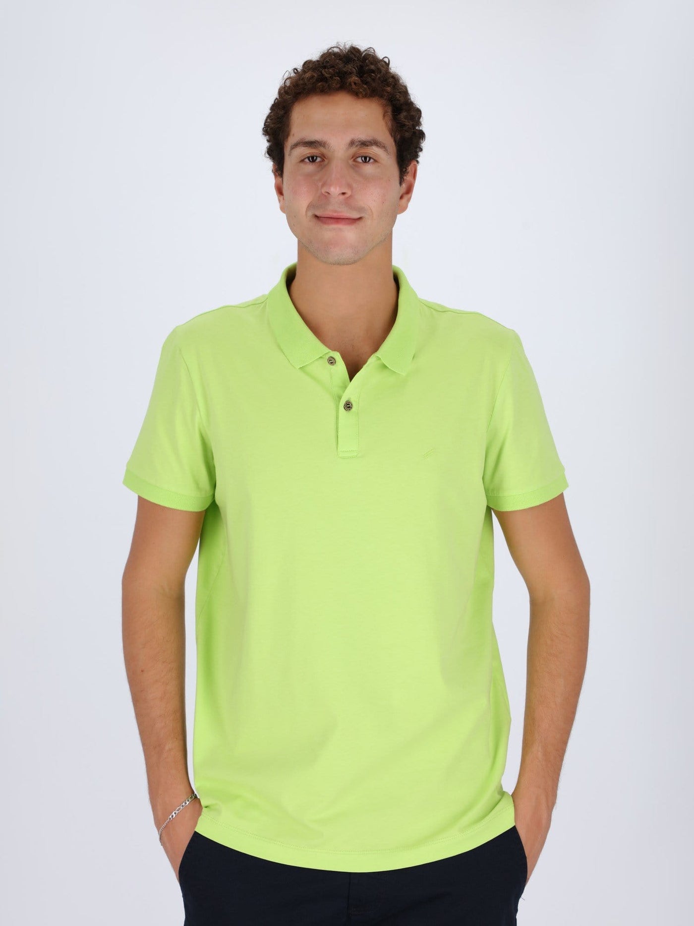 Daniel Hechter Polos GREEN GLOW / XL Basic Polo Shirt with Regular Fit Cut