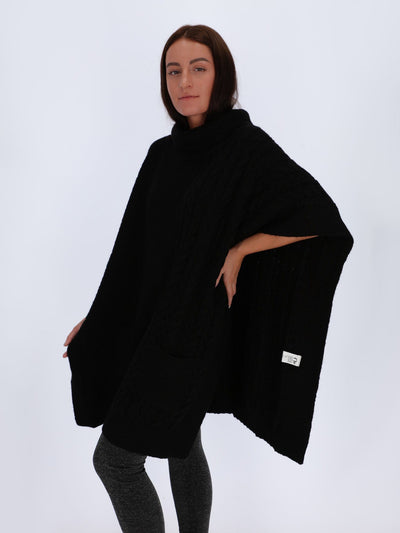 OR Knitwear Poncho Knitwear with Braided Texture