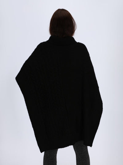 OR Knitwear Poncho Knitwear with Braided Texture