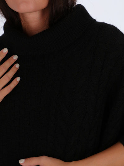 OR Knitwear Poncho Knitwear with Braided Texture