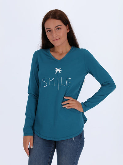 OR Tops & Blouses M / Ocean Depths Smile Front Print Top