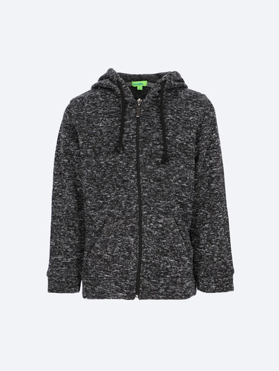 Contrast Zip Flecked Hoodie