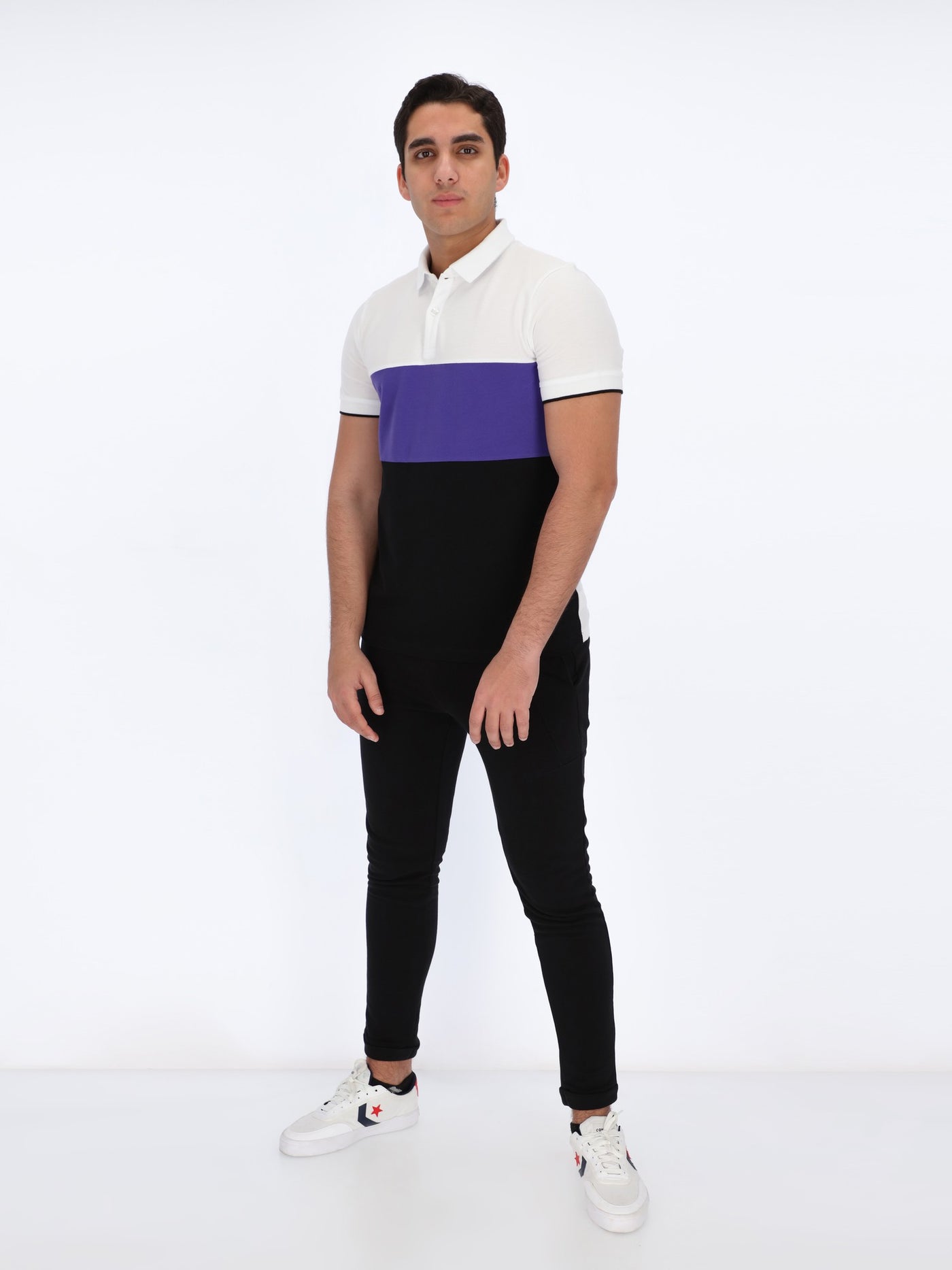 Color Block Short Sleeve Polo Shirt