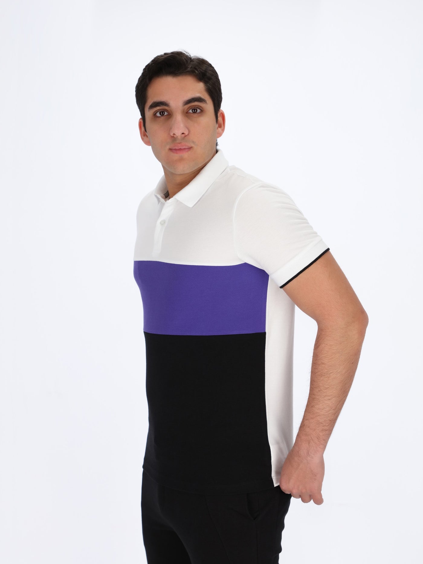 Color Block Short Sleeve Polo Shirt