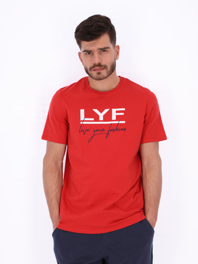 Men's Front Text Print T-Shirt