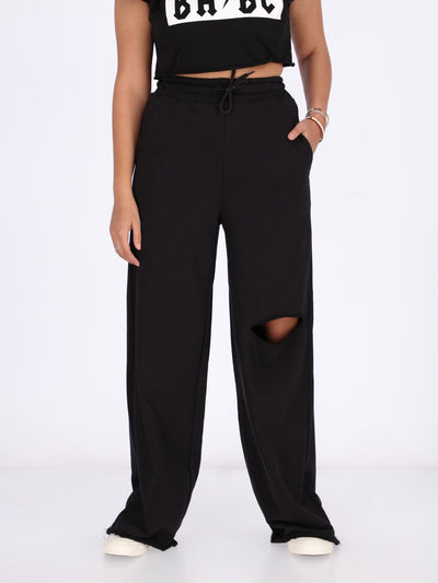 Leocansa Women Ripped Detail Sweatpants