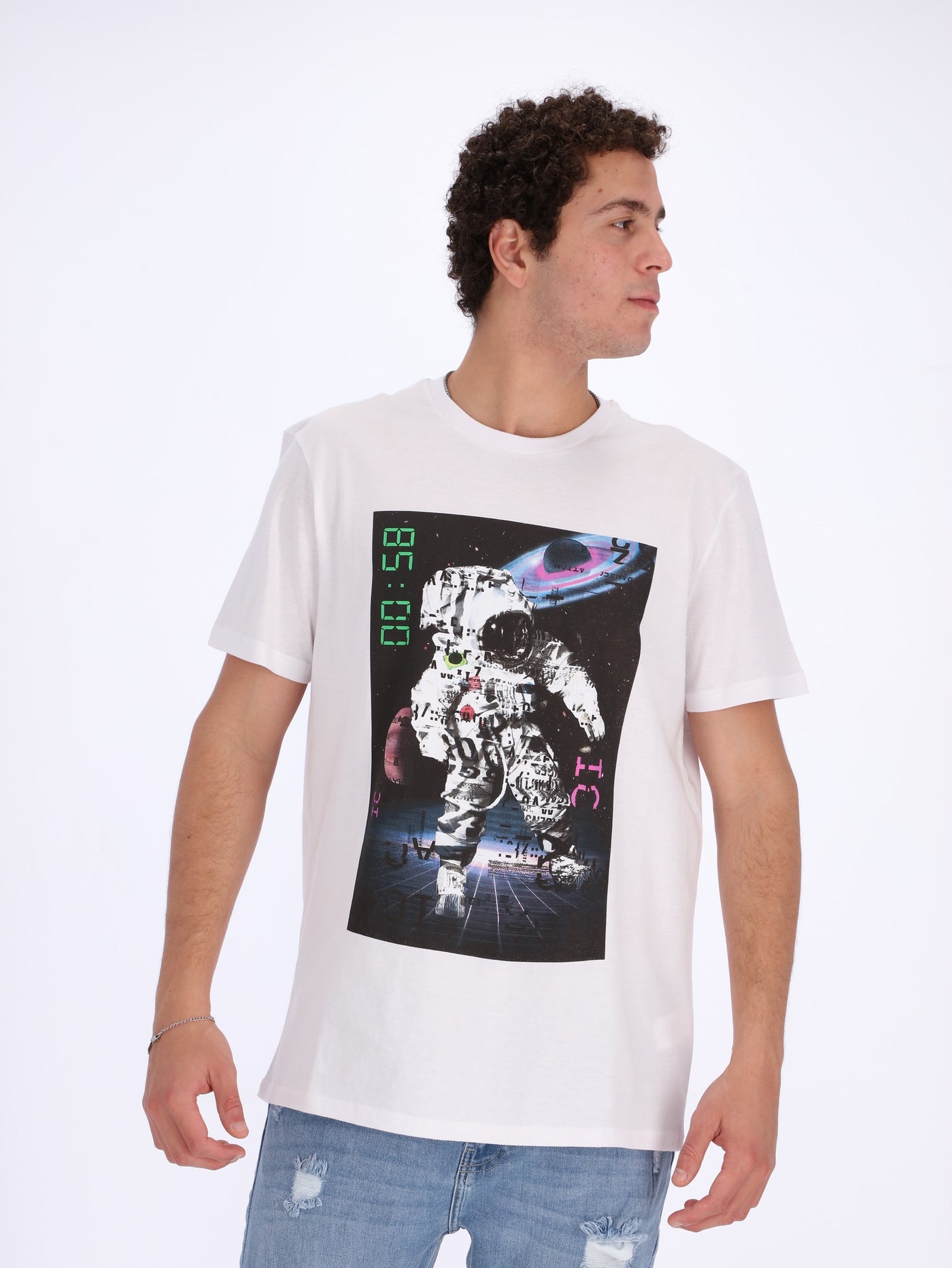 O'Zone Men's Front Printed Robot T-Shirt