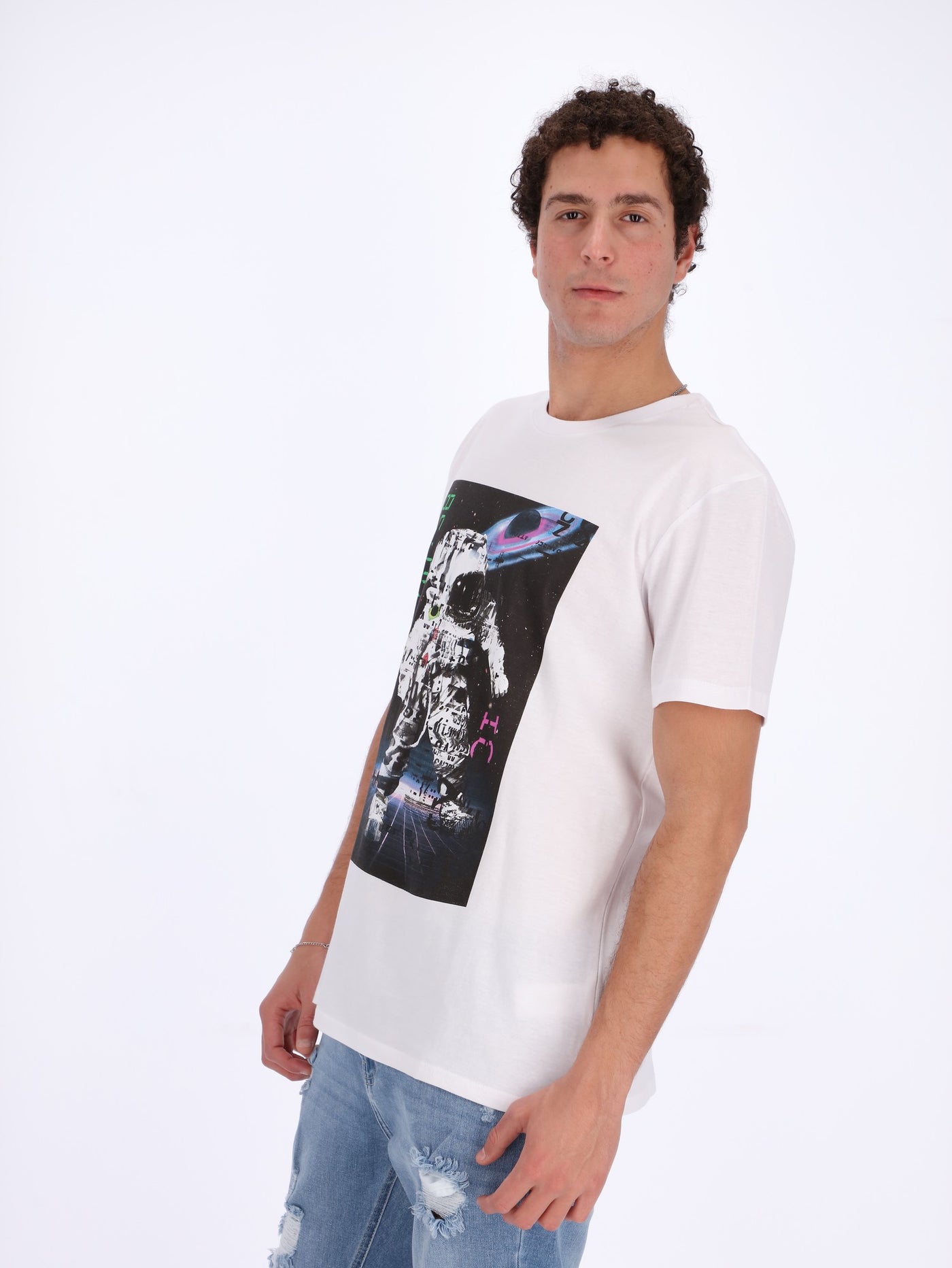 O'Zone Men's Front Printed Robot T-Shirt