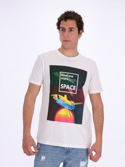 O'Zone Men's Give Me More Space Front Print T-Shirt