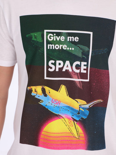 O'Zone Men's Give Me More Space Front Print T-Shirt