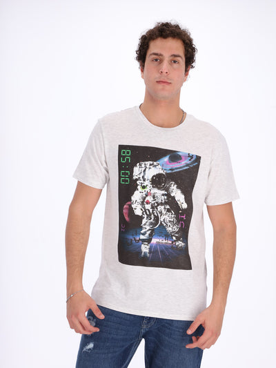 O'Zone Men's Front Printed Robot T-Shirt