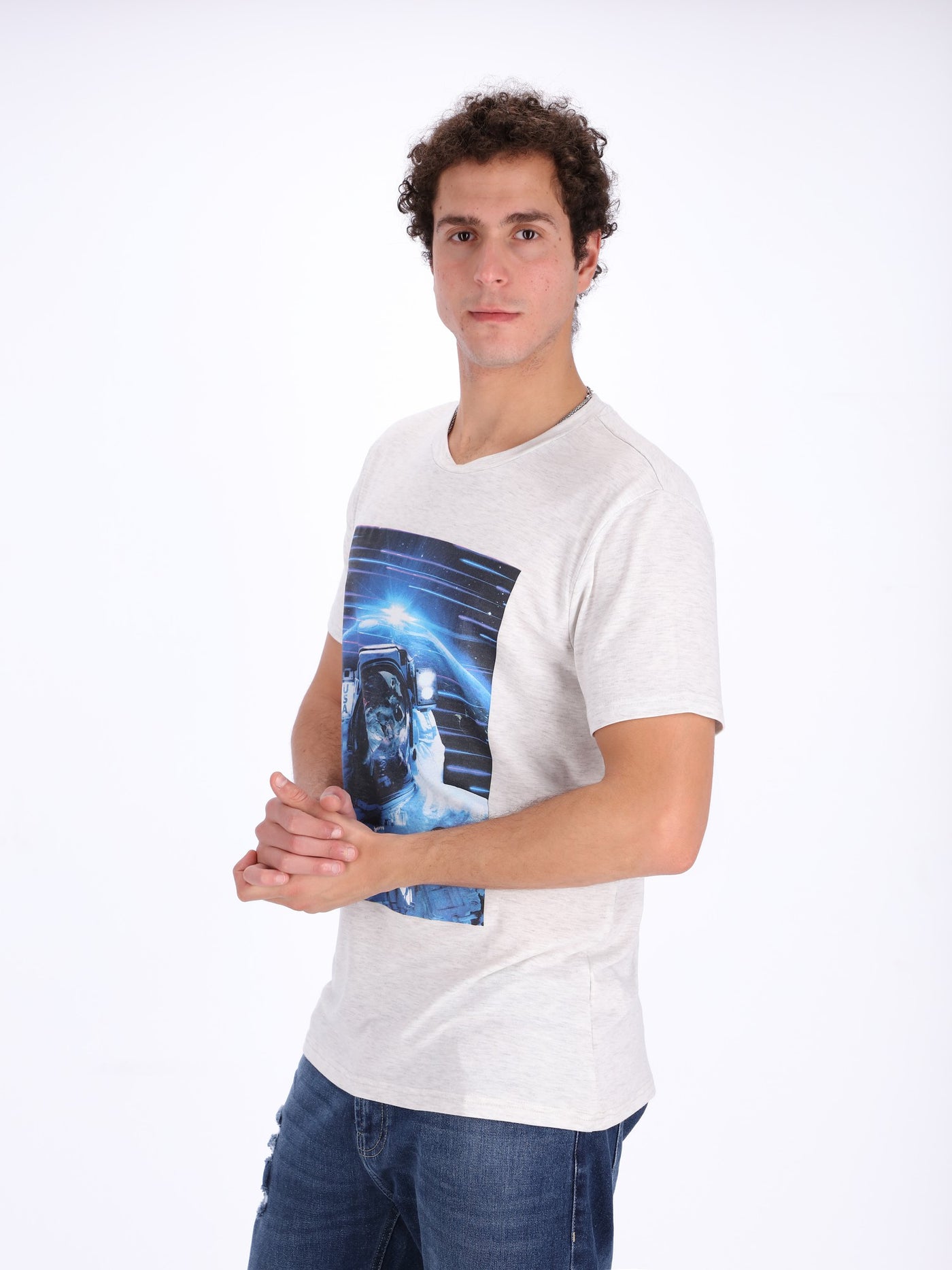 O'Zone Men's Front Printed Space T-Shirt