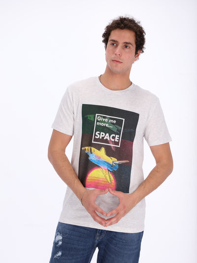 O'Zone Men's Give Me More Space Front Print T-Shirt