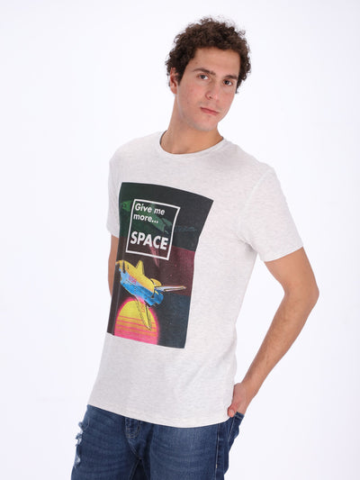 O'Zone Men's Give Me More Space Front Print T-Shirt