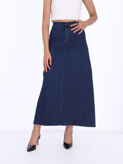 O'Zone Women's A-Line Long Denim Skirt