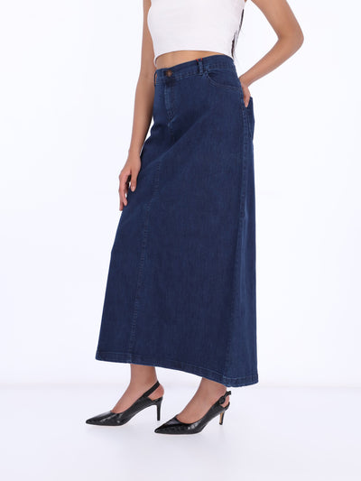 O'Zone Women's A-Line Long Denim Skirt