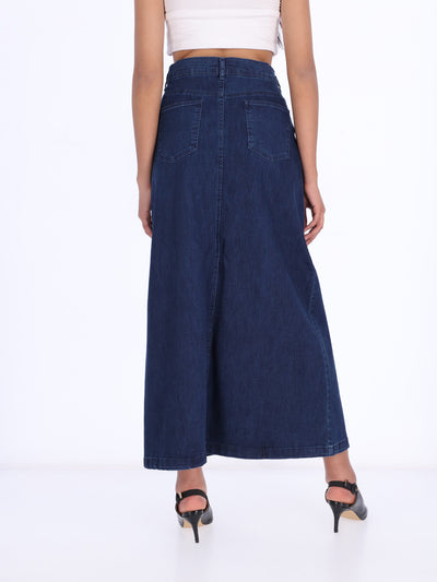 O'Zone Women's A-Line Long Denim Skirt