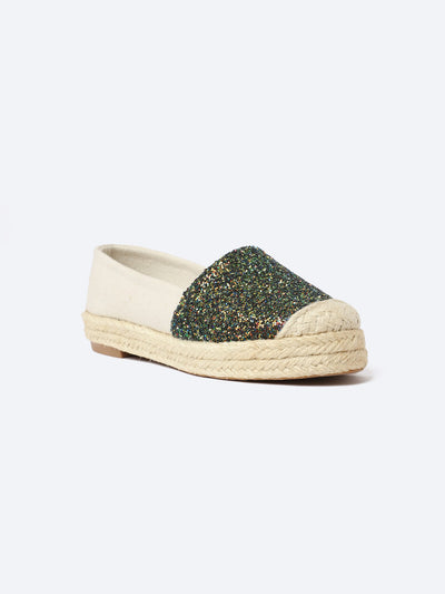 Espadrilles - Textured - Straw Heel