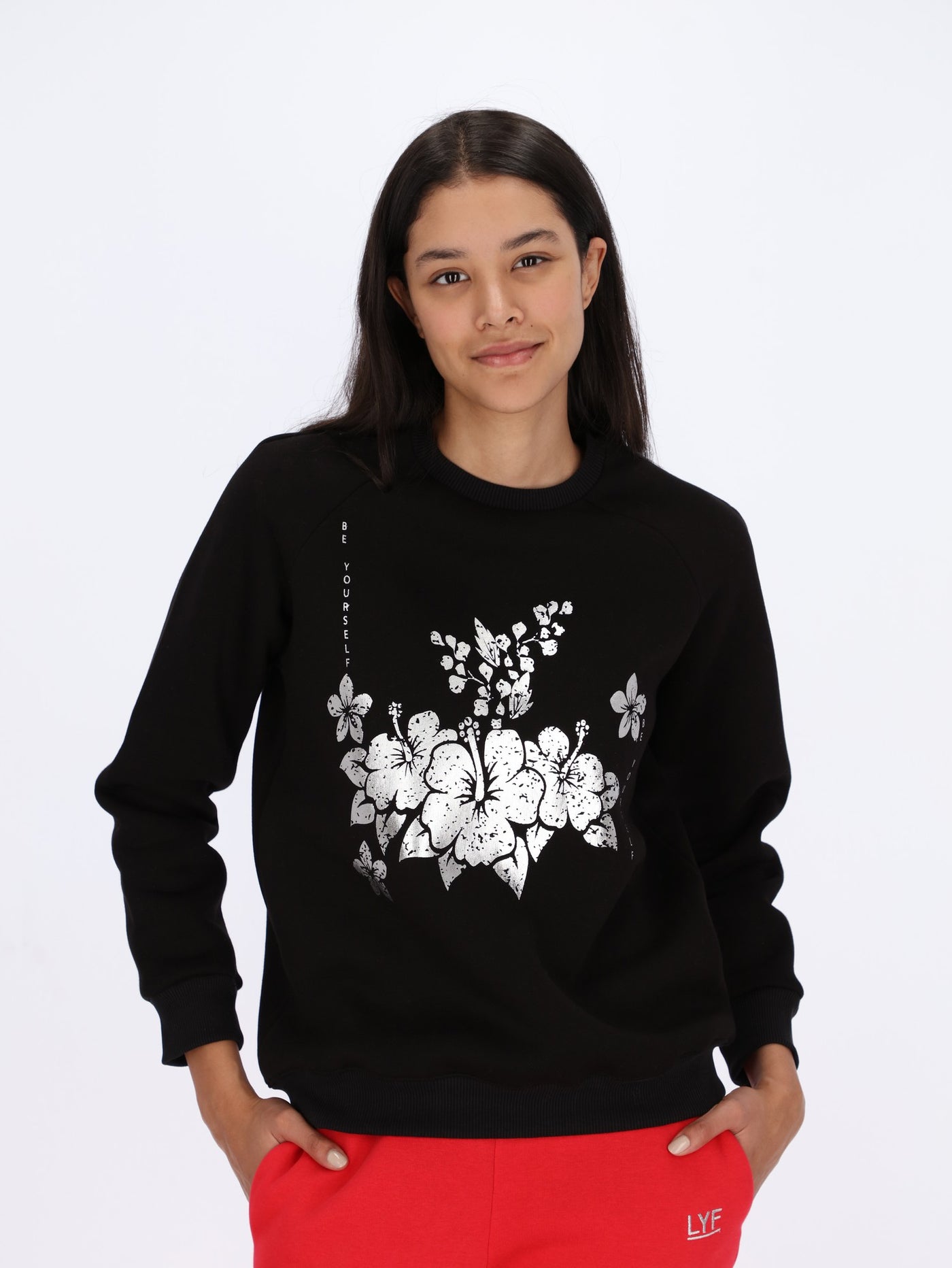 Floral Foil Print Hoodie