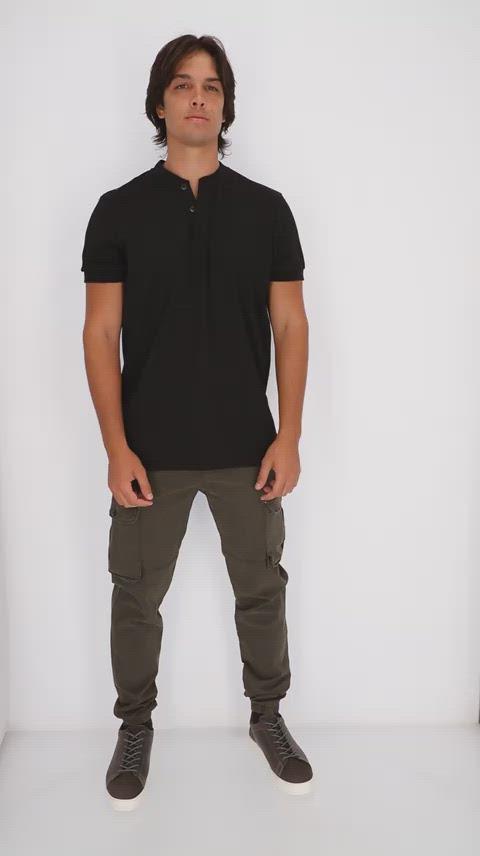 Henley Neck Basic T-Shirt