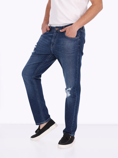 O'Zone Men's Ripped Details Denim Pants